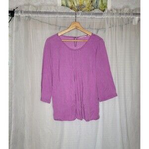 Soft Surroundings Blouse womens size Medium Cusabo Pintuck Iris Orchid Purple